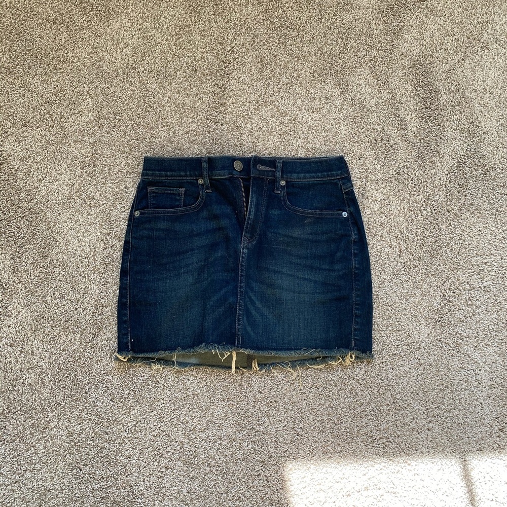 Dark wash jean mini skirt